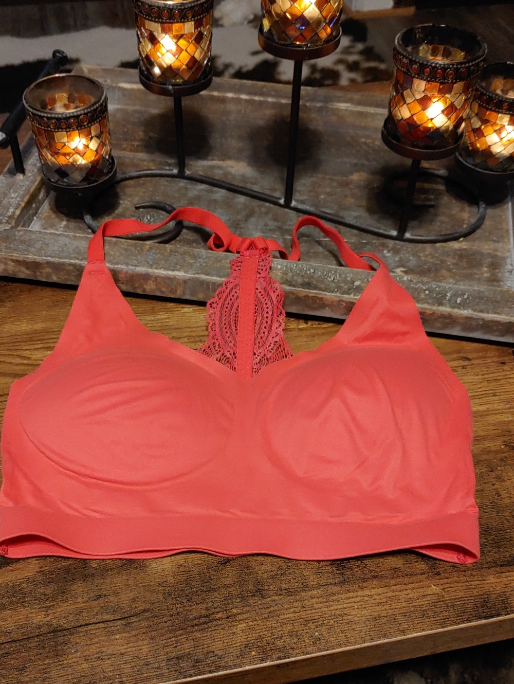 NWOT Soma Medium Coral Colored Padded Wirefree Racerback Bralette